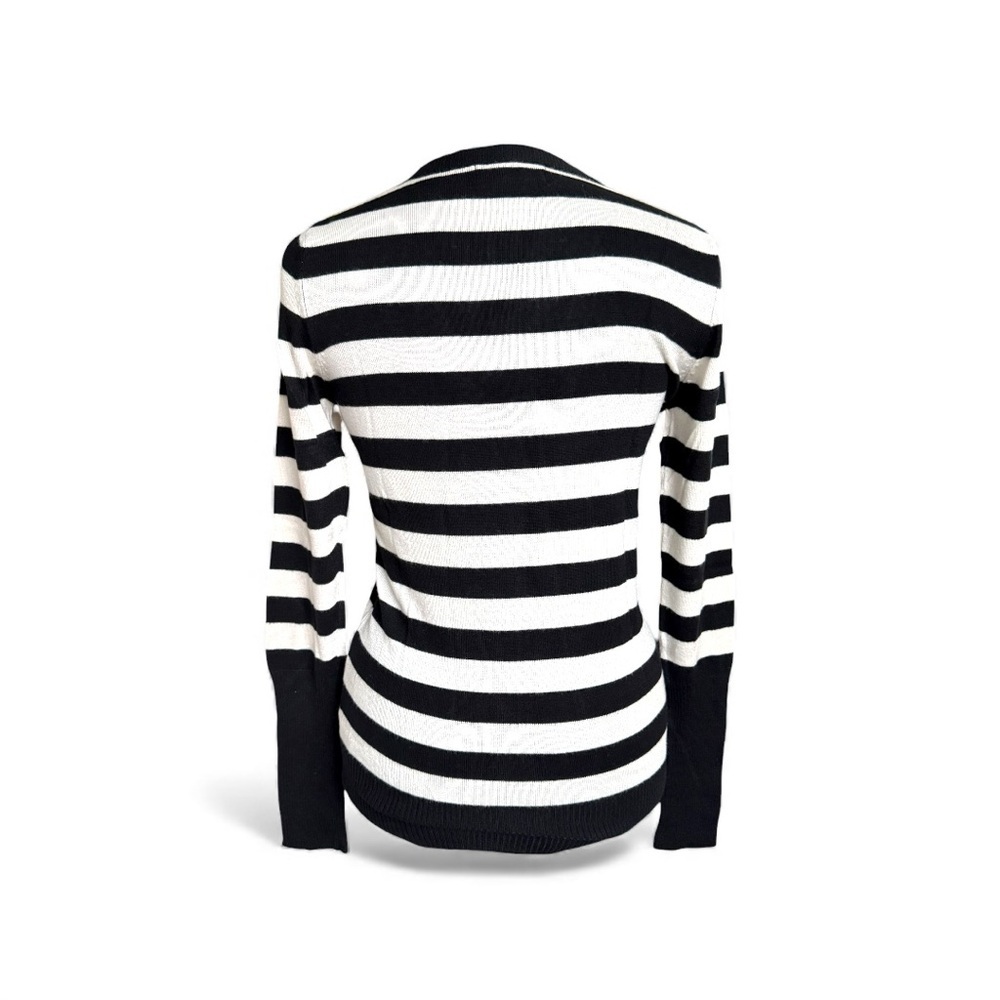 Target V-Neck Sweater with Black and White Stripes - Picture 5 of 7